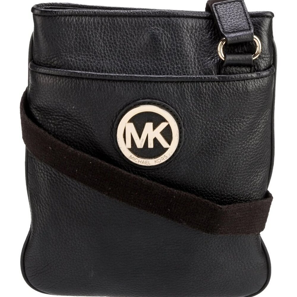 Michael Kors Black Fulton Pebbled Leather Crossbody Bag